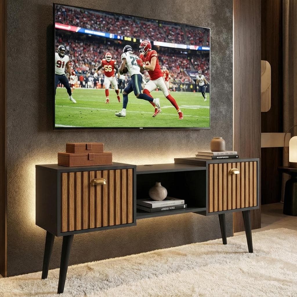 Rack para TV Até 48 Polegadas Orfeu Malbec Wood Retrô 2 Porta 1 Nicho