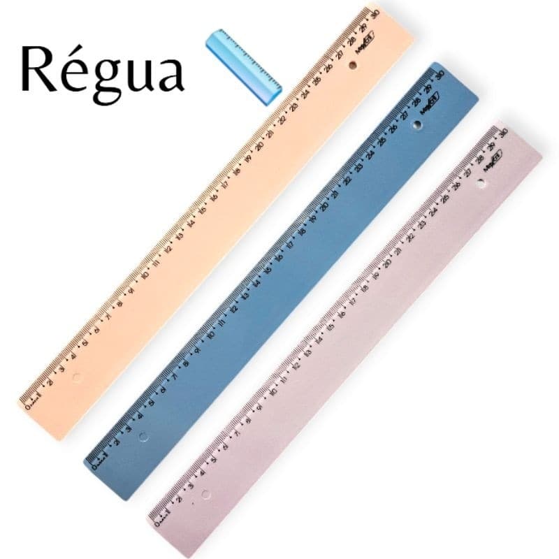 Régua 30 cm Plástico  colorido ,Régua Escolar Universitário  30 cm