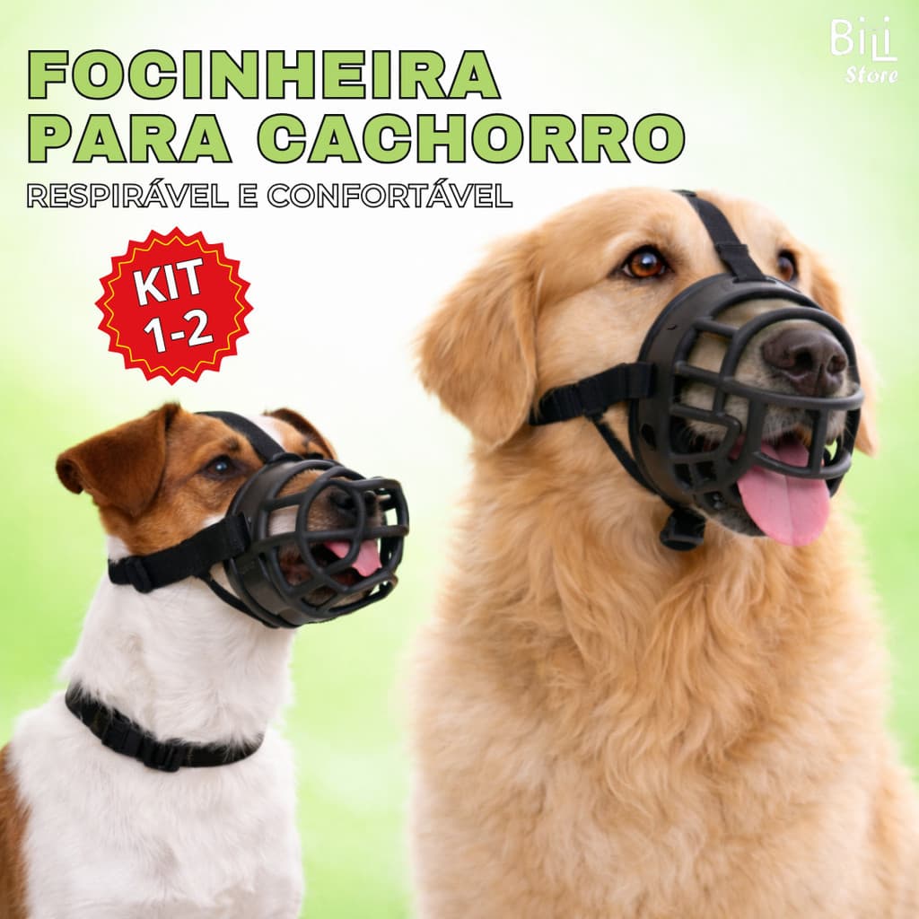 Focinheira Ajustável de Silicone Macia Respirável para Cães de Porte Médio e Grande Cor Preta