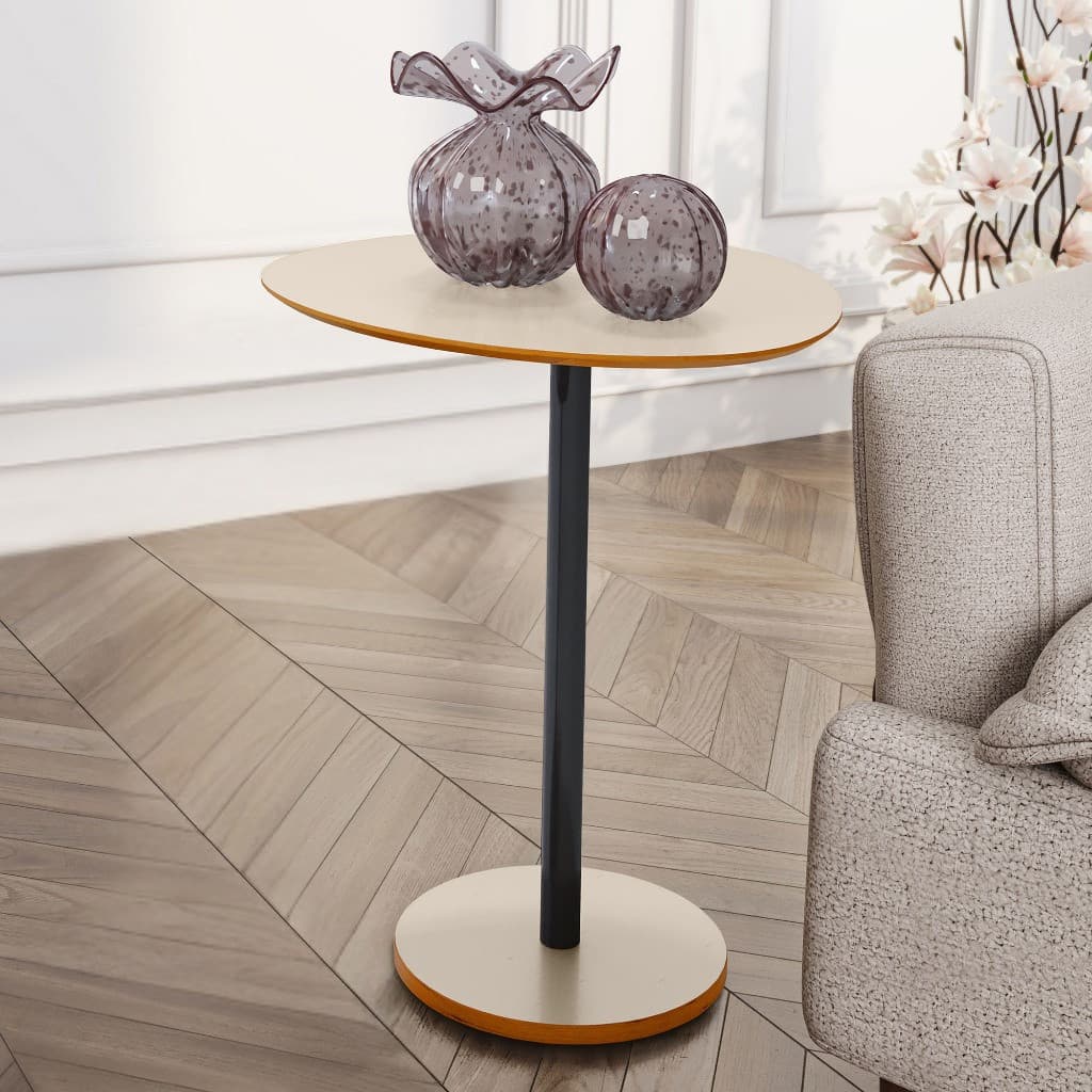 Mesa Lateral Unitária Haste em Aço Preta Design Orgânico para Decoração Apoio
