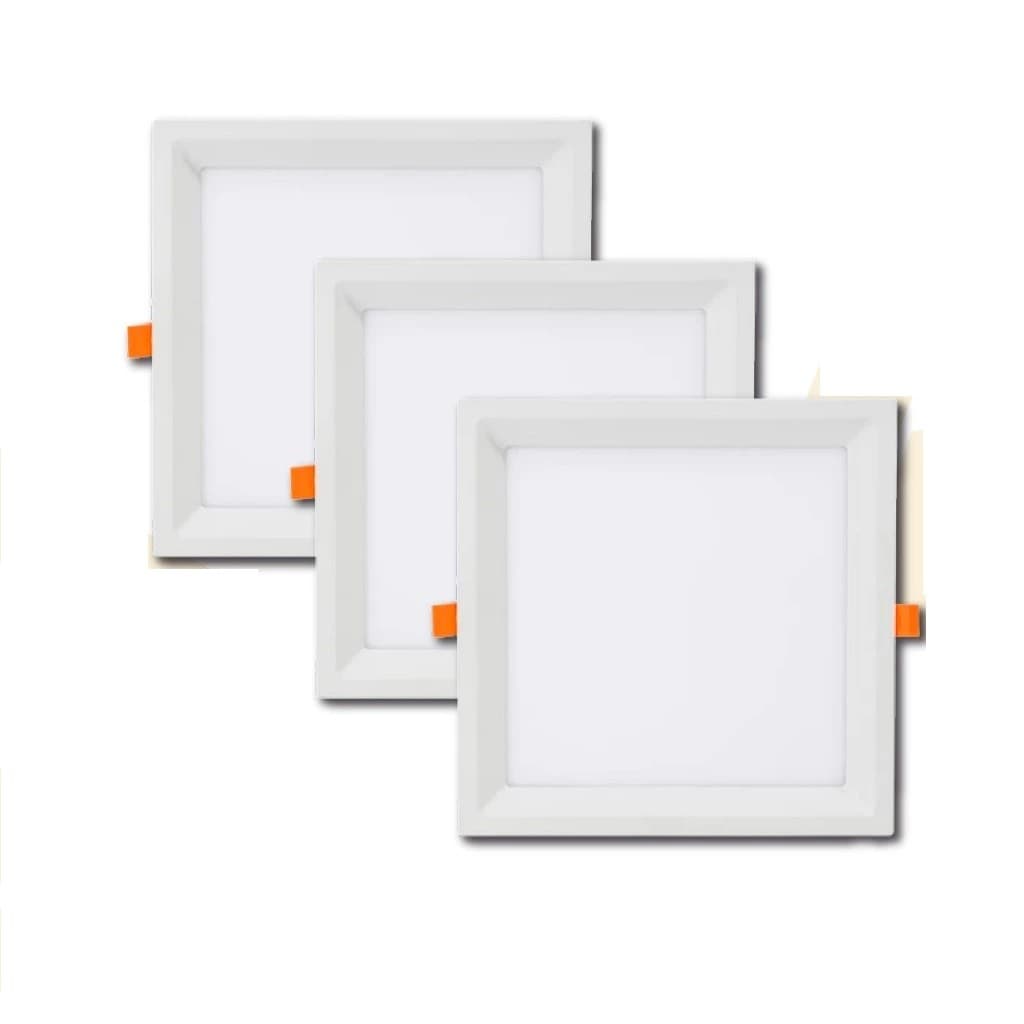 Kit 3 Luminaria Painel Led Recuado 18w/24w Embutir Quadrado 3000k 6500K Bivolt Galaxy