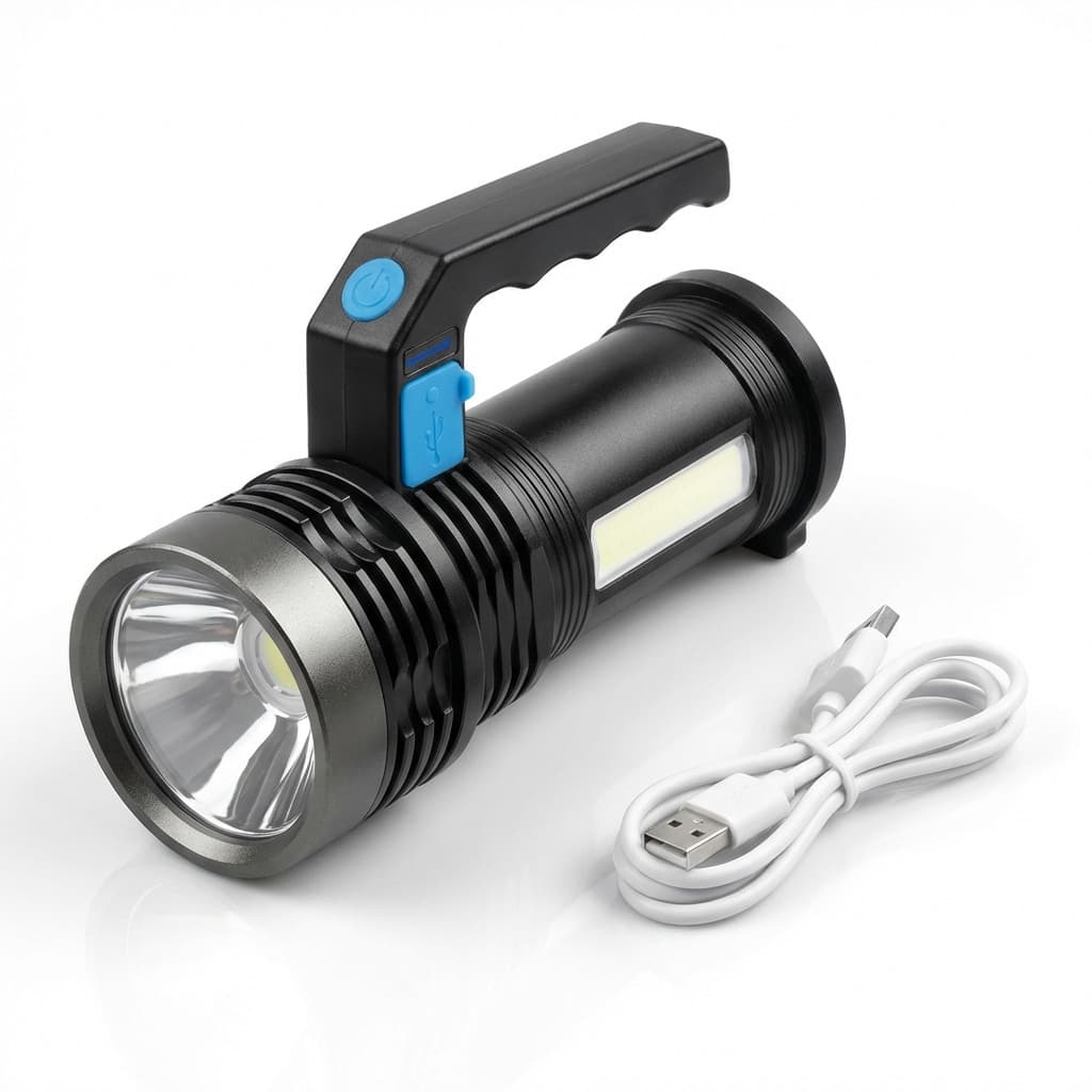 Lanterna Portátil com Alça Recarregável USB para Iluminação Auxiliar no Dia a Dia Wassay
