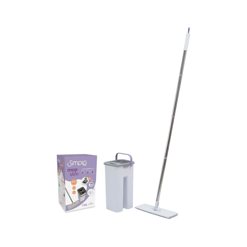MOP SLIM LAVA E SECA COM BALDE 5,7L E ESFREGAO SIMPLO BRANCO