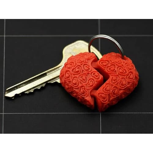 Chaveiro De Coração Casal Impresso Em 3d Vermelho