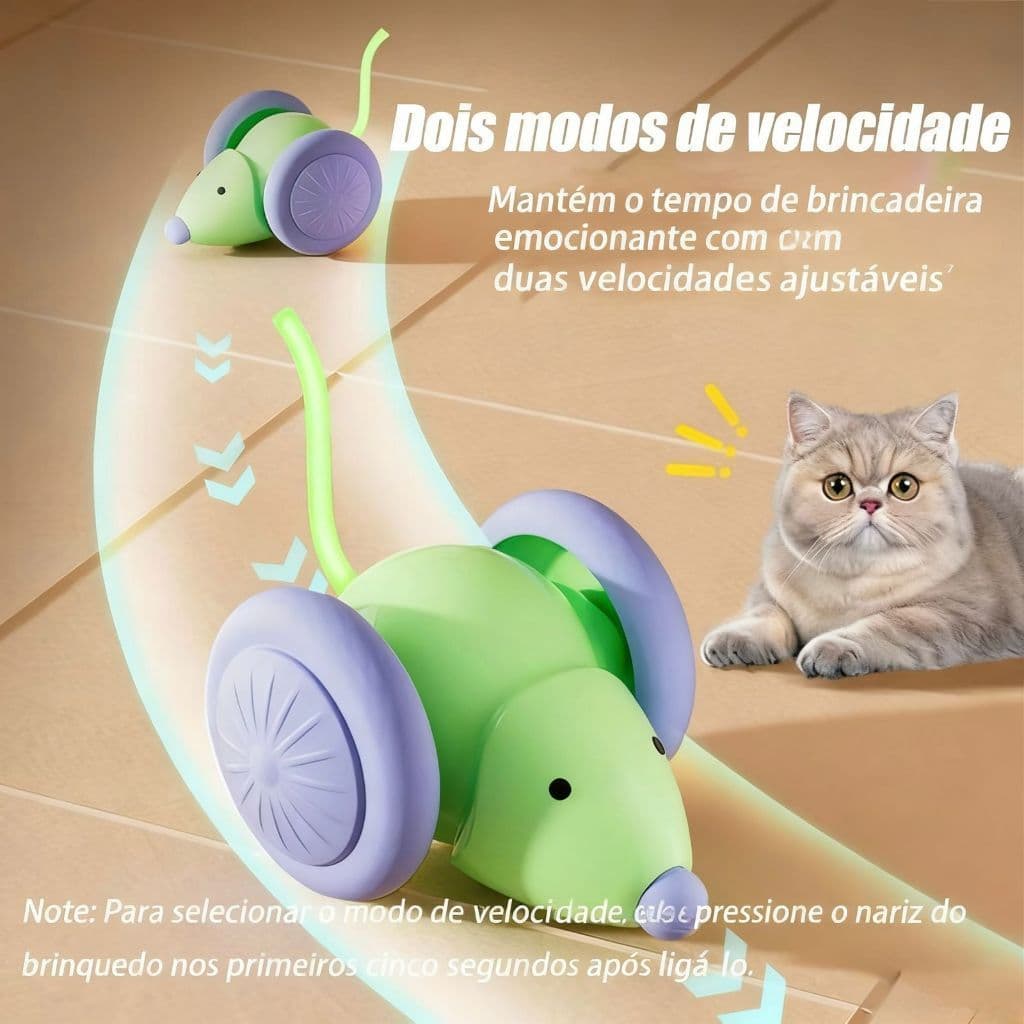 Brinquedo eletrônico inteligente sensível ao toque com interação realista entre gato e rato.