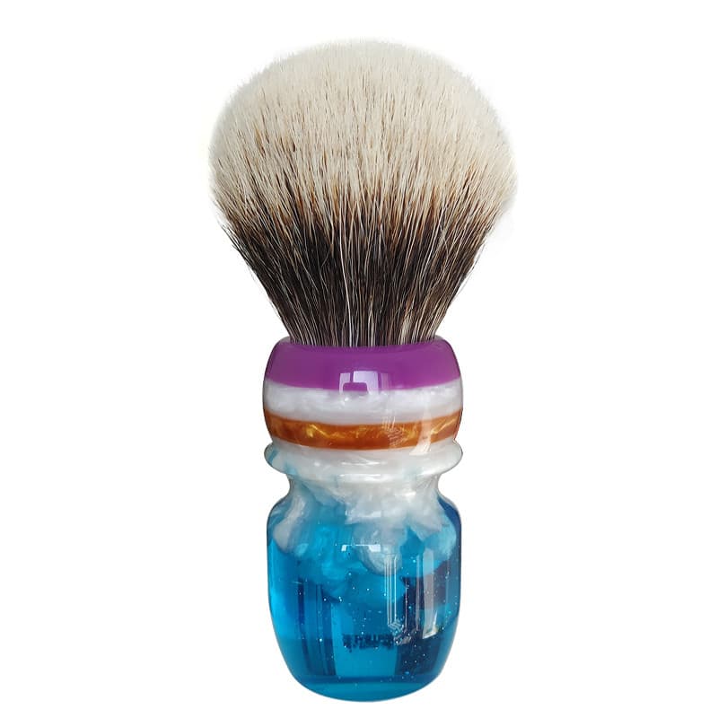 Dishi masculino azul oceano Manzhou dois estágios texugo cabelo escova de barbear em forma de leque escova de barba barb