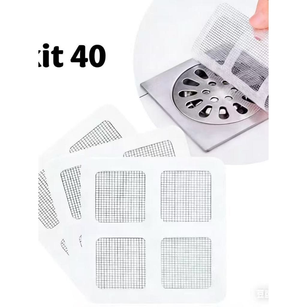 Kit 40 Filtros Adesivo Para Ralo Banheiro Cozinha Quintal Coletor De Cabelo Anti Inseto Tela Protetora