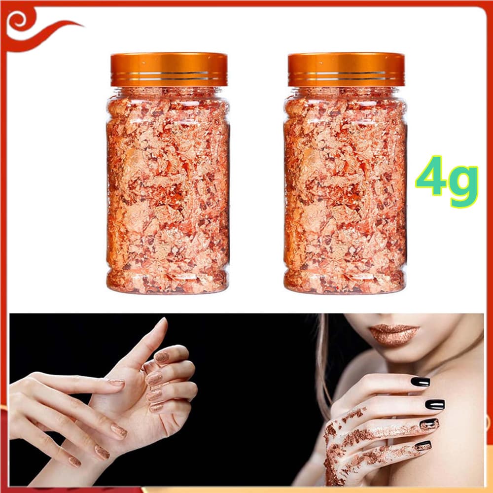 Folha banhada a ouro rosa, folha de ouro rosa 4g, usada para Manicure, pintura, artesanato em resina