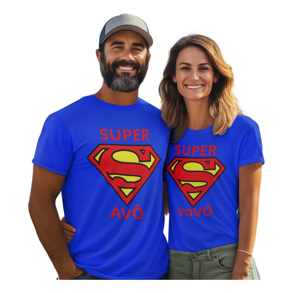 Conjunto Camisetas Camisas Casais Super Avô E Vovó Amados