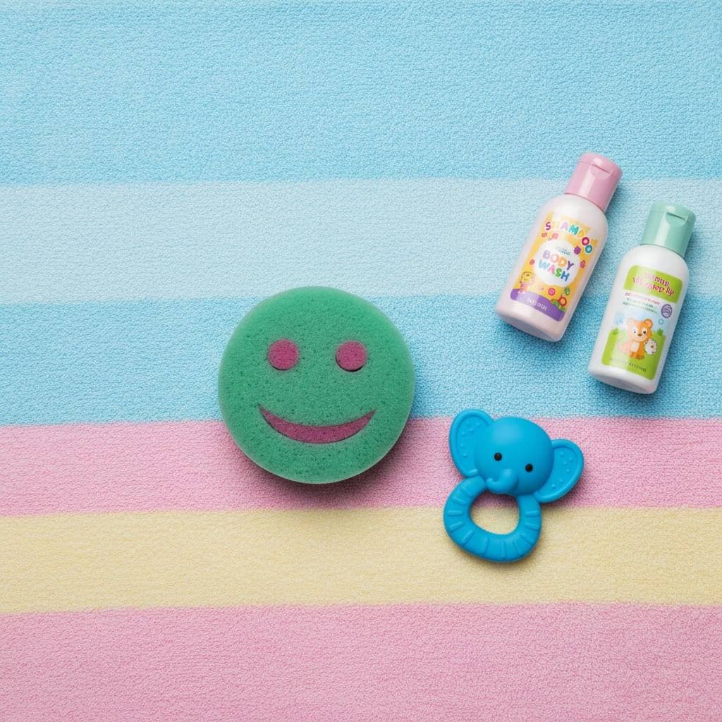 Kit 2 Bucha de Banho Divertida: Esponja de Poliuretano em Formato de Rosto Sorridente Colorido