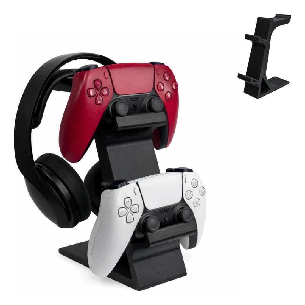 Suporte Para 2 Controles Ps5 Com Headset Apoio De Mesa
