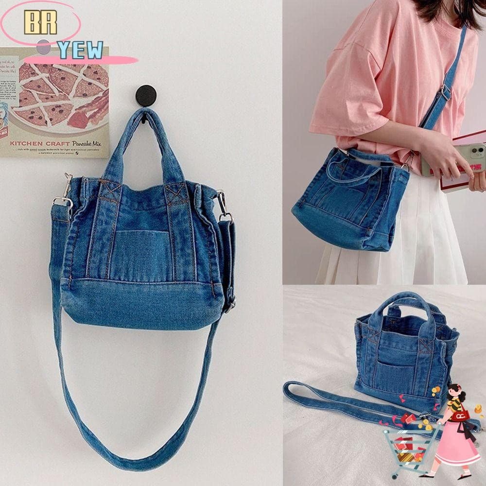 Bolsa Crossbody Jeans YEE , De Lona Casual Estilo Coreano De Verão Mensageiro De Ombro Único