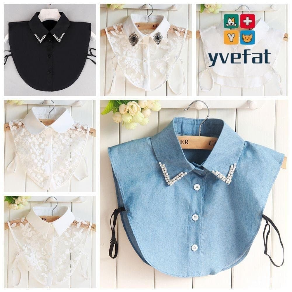 YVEFAT Gola Falsa Feminina Blusa Destacável Camisa Sólida Acessórios De Roupas