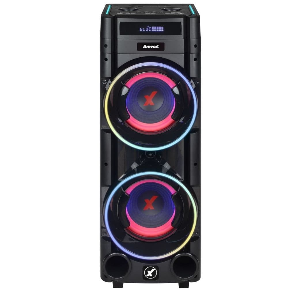 Torre de Som Amvox ATX 1600M Pancadão 1600W RMS Bluetooth LED USB Bivolt