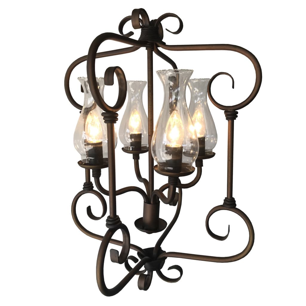 Lustre Decorativo Ouro Velho Com Cúpulas de Vidro Artesanal