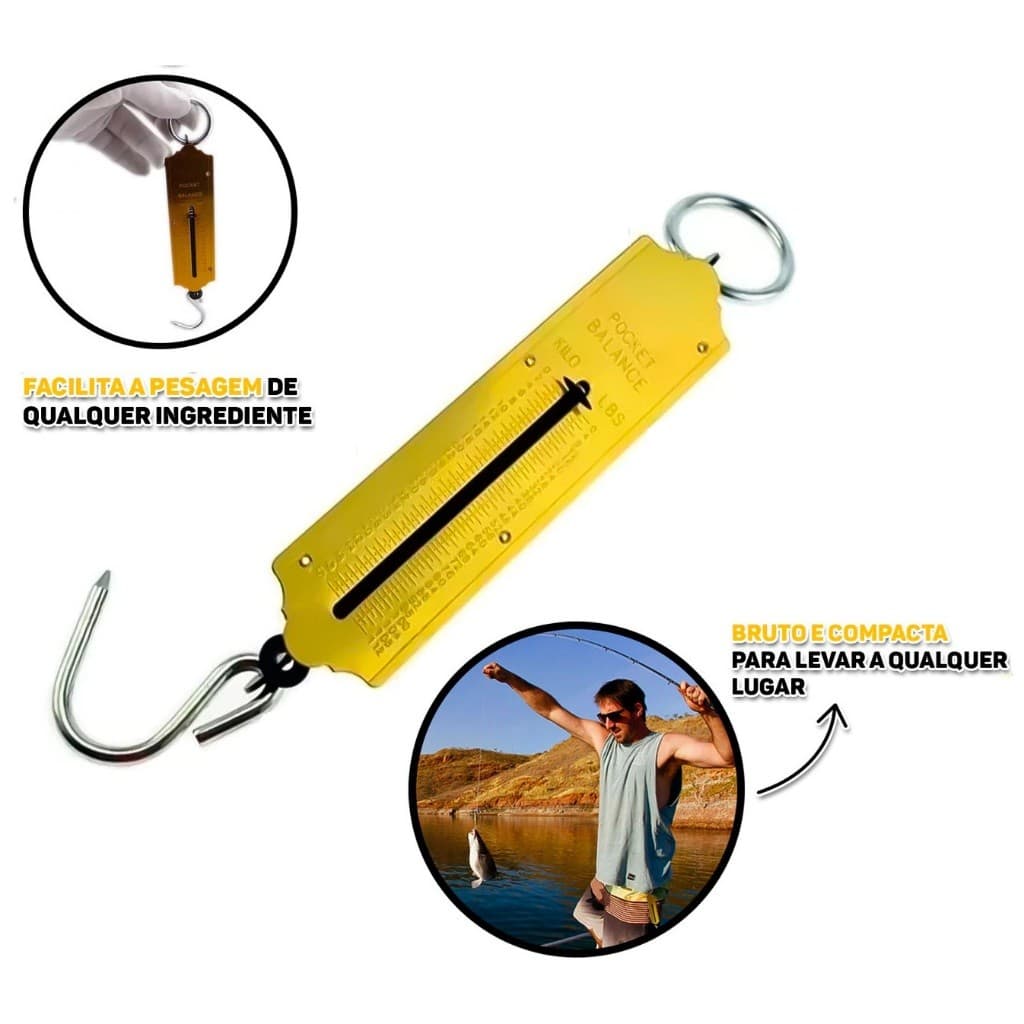 Balança Peixeira Metal 12Kg Manual Para Pesca Mala Com Gancho Fácil