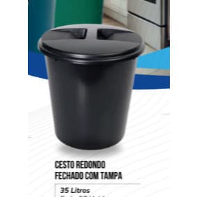 Lixeira Preta com Tampa 35 Litros Uso Casa Escritório Lixo Orgânico PP