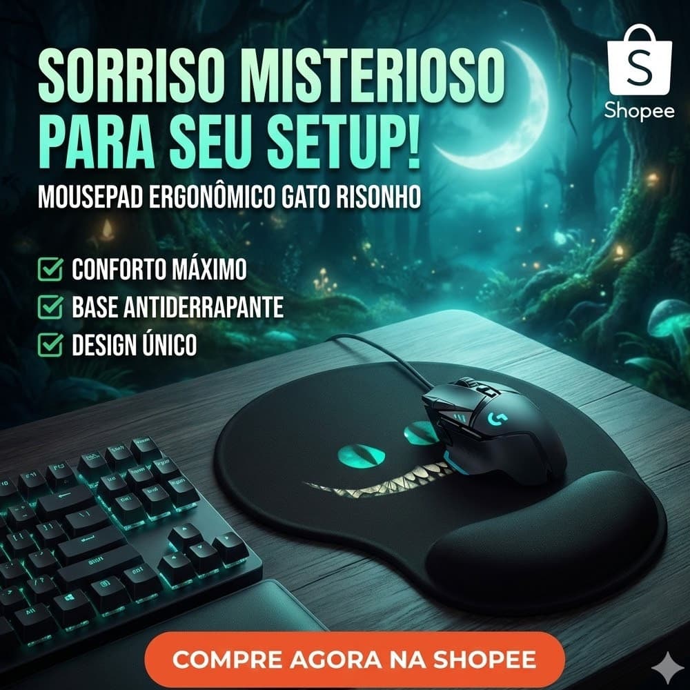 Mouse Pad Ergonômico Wand Gato com Apoio de Pulso Confortável – Ideal para Escritório e Home Office