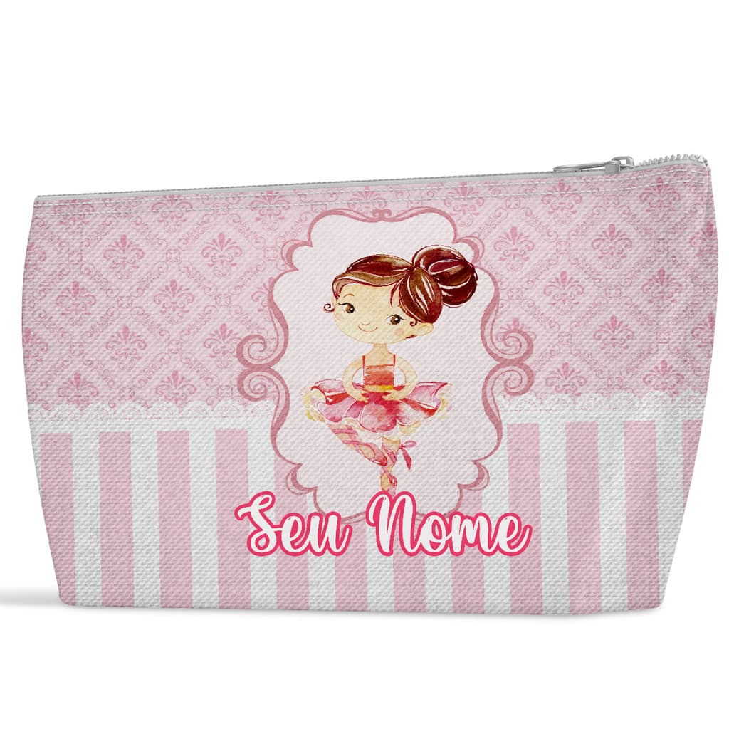 necessaire bailarina personalizado nome bolsinha escola slim