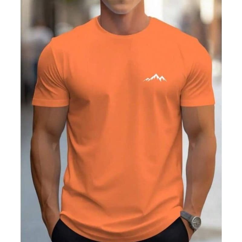 Camiseta De Manga Curta Gola Redonda Estampa Montanha Moda Primavera Verão