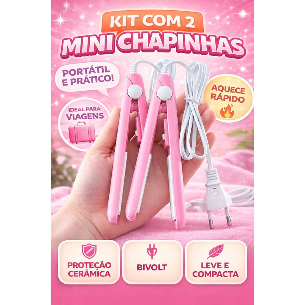 Kit 2 Mini Chapinha Portátil Compacta Cores Sortidas Bivolt - Ideal Para Viagens