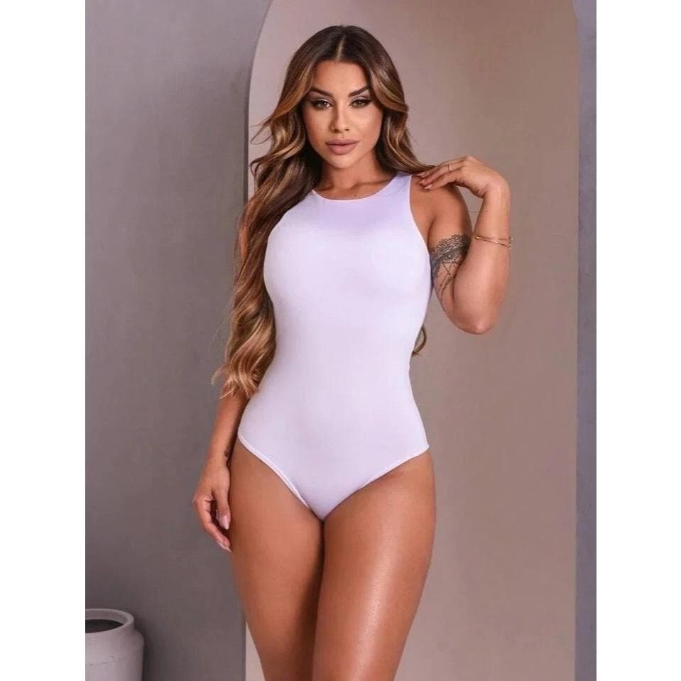 Body Feminino Regata Gola Redonda em Poliamida | Confortável | Até Tamanho 44