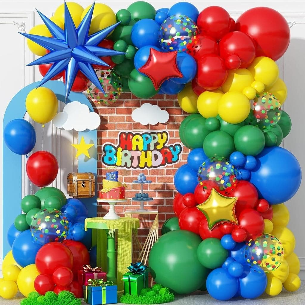 Kit 123 Balões Coloridos Arco 18" 12" 10" 5" Para Festa Aniversário Infantil Luxo Multicolor