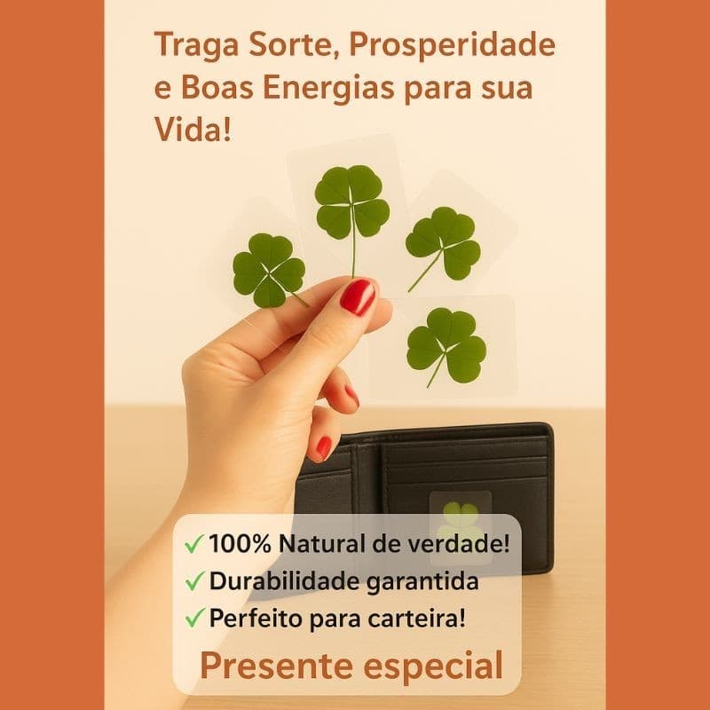 Trevo de 4 folhas da sorte plastificado