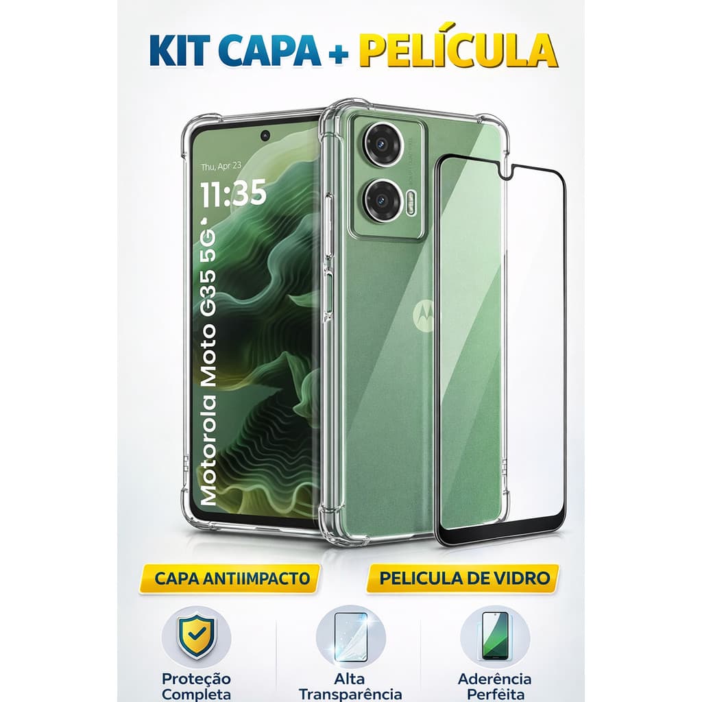 Capa Case Capinha Anti Impacto + Película 3d Para Moto G35