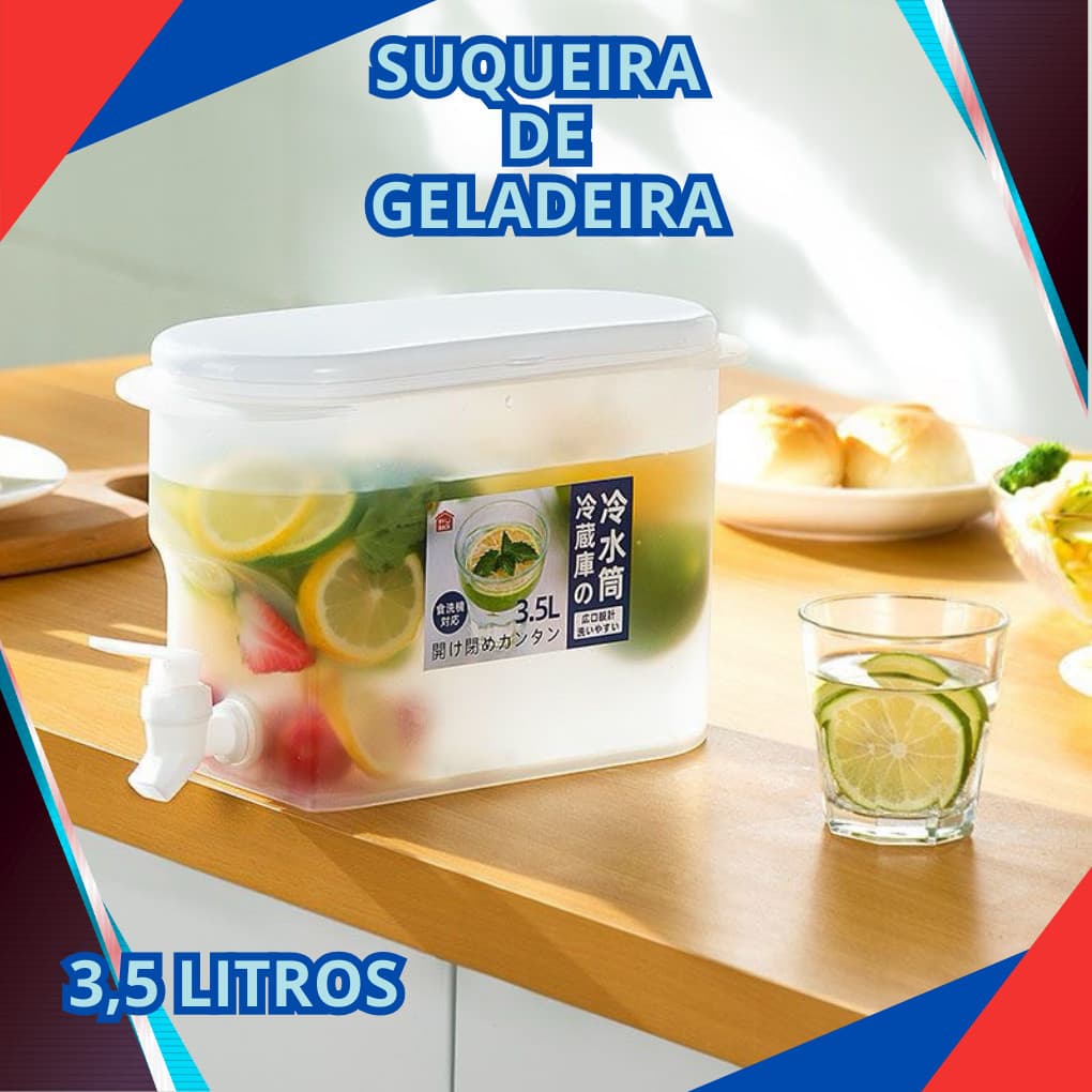 3.5 L Suqueira Plastica com tampa para Geladeira Com torneira capacidade 3.5L para agua saborizada