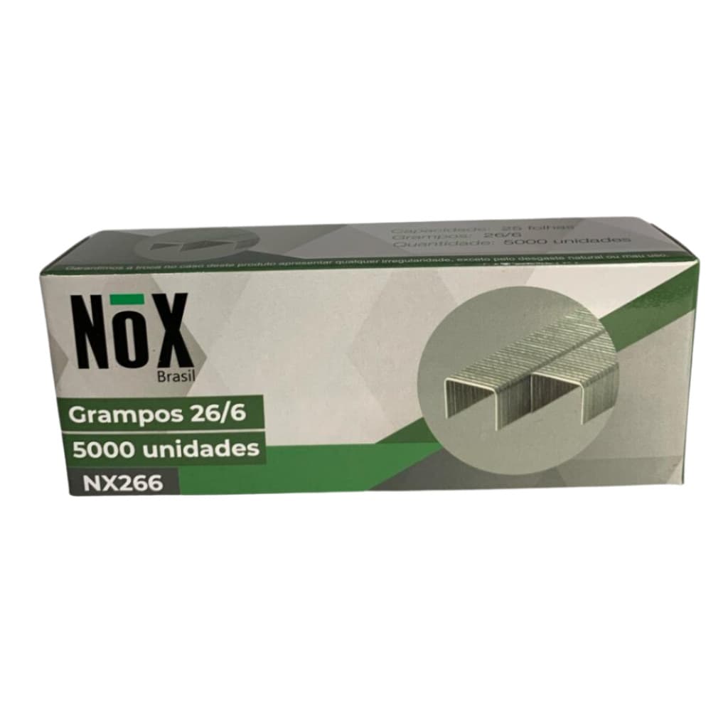 Grampo 26/6 Nox Brasil 5000 Unidades – Caixa ou Kit - Capacidade 25 folhas