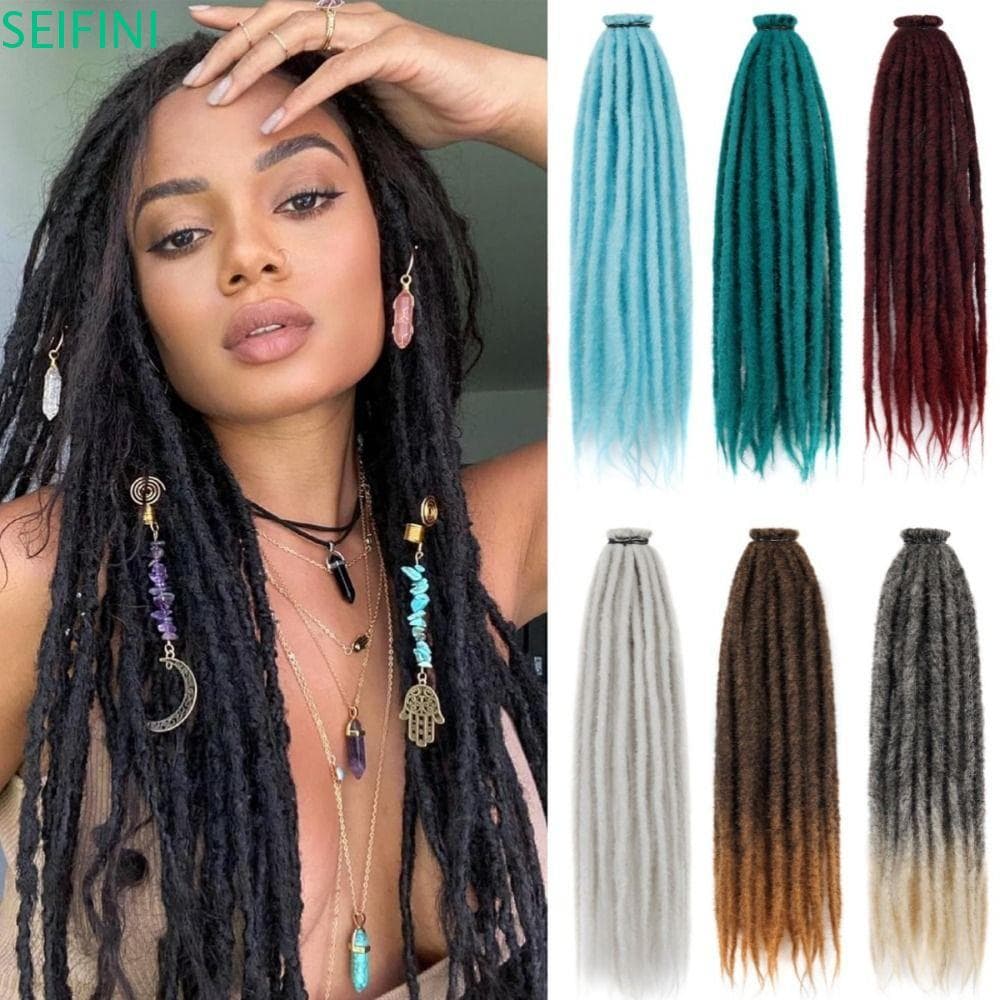 Extensão De Dreadlock Sintético SEIFINI , Dreads Hippie Estilo Reggae Natural , Cabelo Longo De Tranças De Crochê De 24