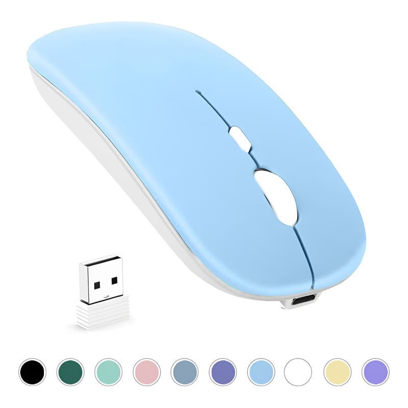 Mouse dual Bluetooth/2.4G USB silencioso para escritório e jogos, compatível com iPad, desktop e notebook