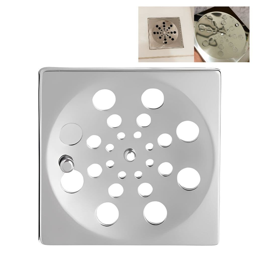 Ralo Grelha Banheiro Quadrada 15x15cm Abre E Fecha Cromado Tampa Fecho Rotativo Anti Inseto E Odor Lavanderia Vedação
