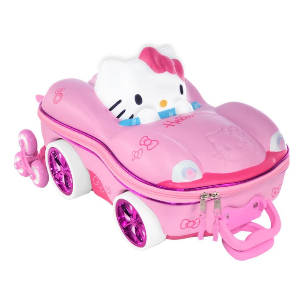 Mochila De Rodinhas Hello Kitty Carro Escolar Infantil 3d Cor Rosa