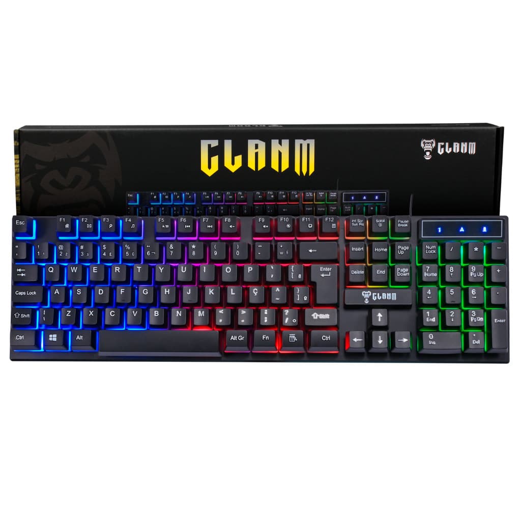 Teclado Gamer Membrana SHADOW VALLEY ABNT-2 led RGB Clanm
