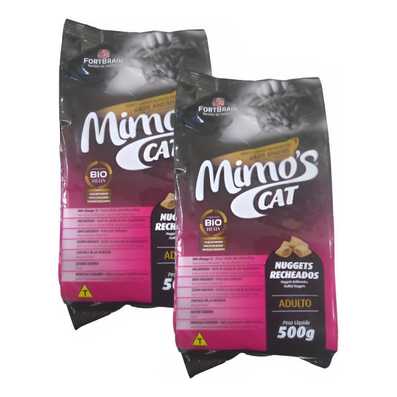 Mimo's Cat Nuggets Recheados 500gr Kit C/2 Un. Ração P/gato