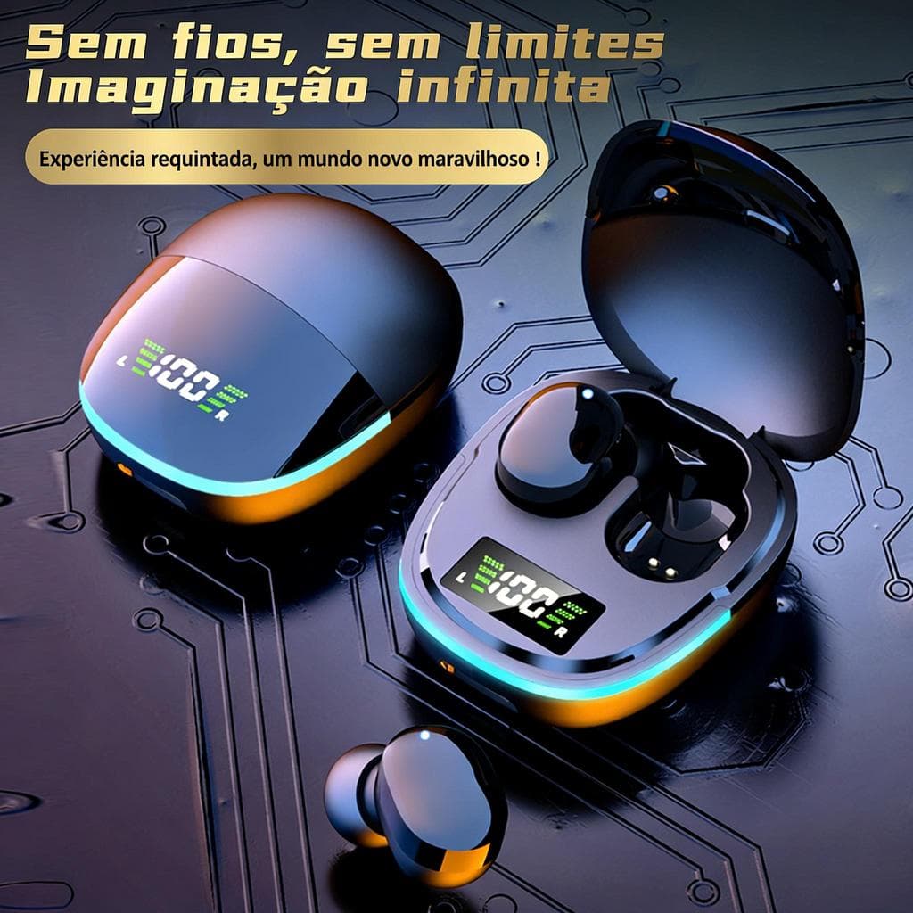 Fone Bluetooth G9S 5.1 Display Digital Longa Duração Macaron Gamer In-ear Impermeável e Anti-ruído Sem Fios Sem Limites