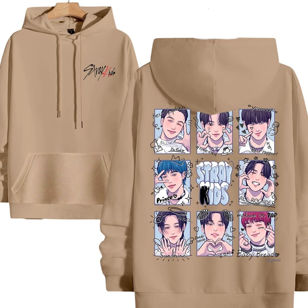 Moletom canguru blusa de frio estampa Kpop Stray Kids casaco Flanelado algodão Premium
