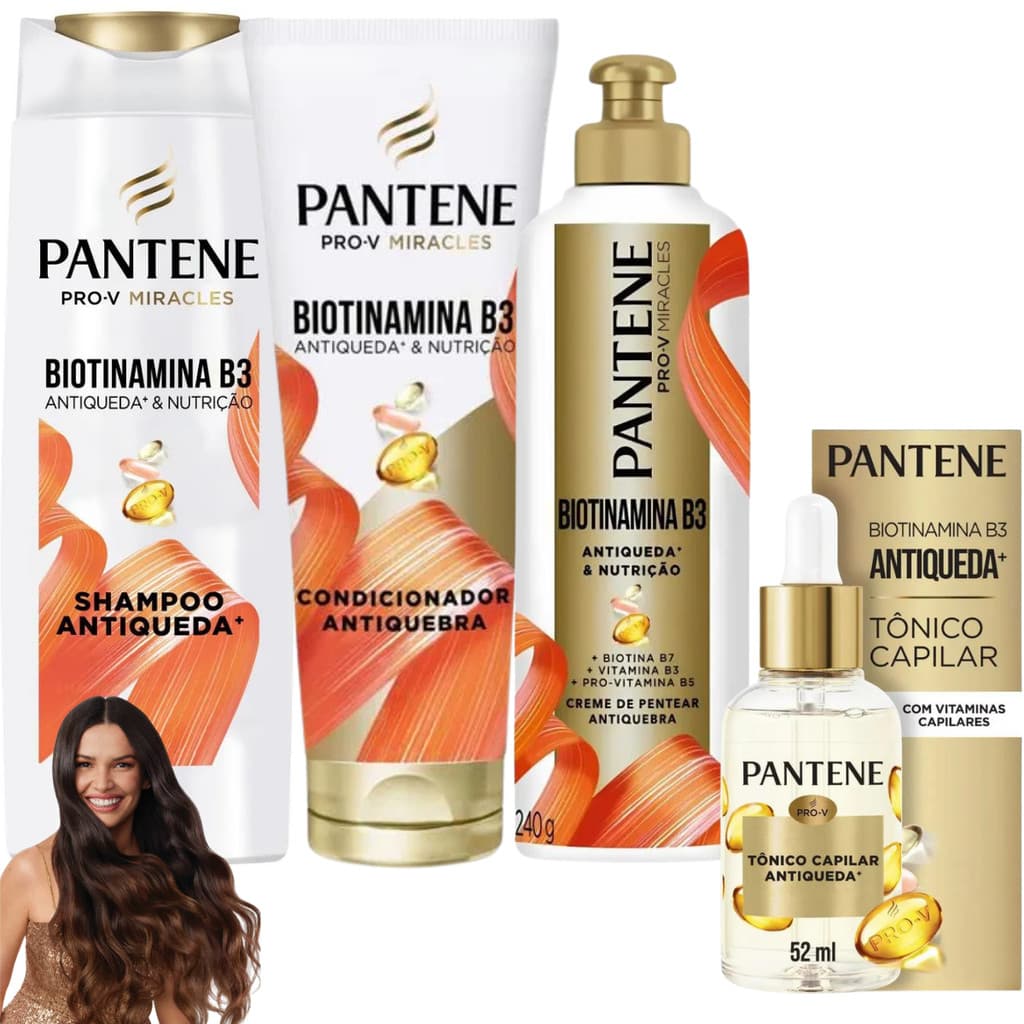 Kit Pantene Biotinamina Tônico Capilar Condicionador Shampoo