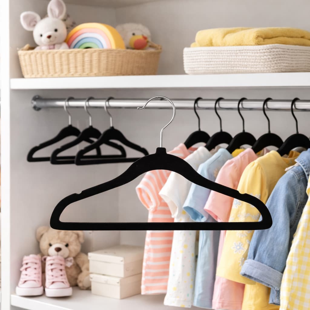Cabide Infantil Slim 30cm Preto Premium - 10 Unidades