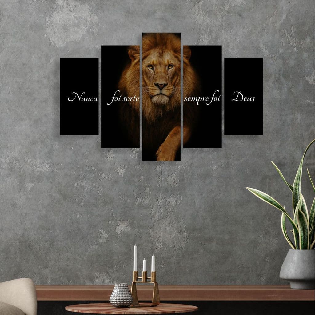 Quadro Decorativo Mosaico Leão Para Sala Quarto Escrítorio — Moderno e Elegante