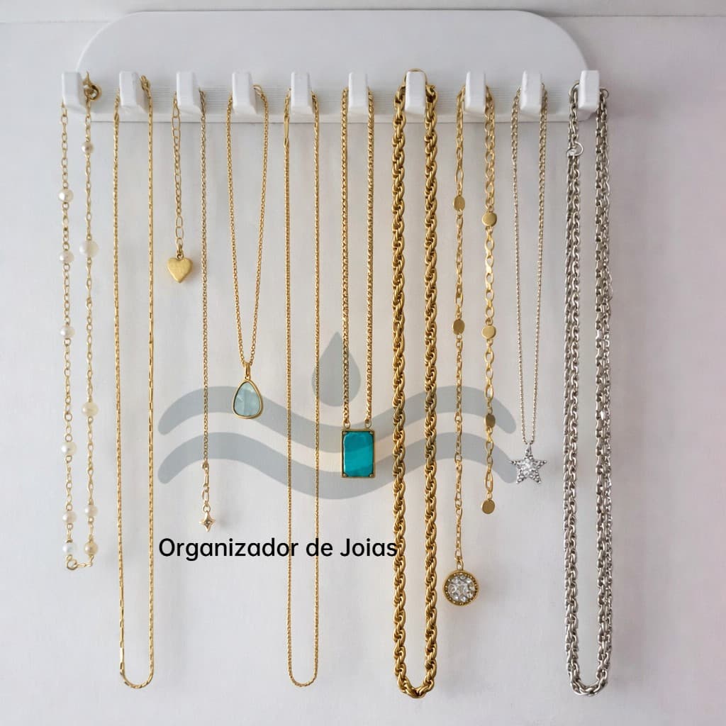 Porta Joias Organizador De Bijuteria De Parede Com Ganchos Suporte para Pendurar Colares e Pulseiras Fita Dupla Face