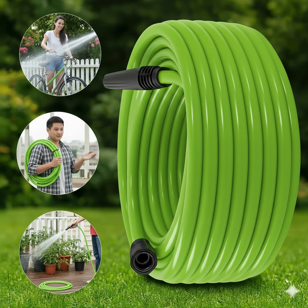 Mangueira de Jardim verde com Esguicho Super Flexível Silicone