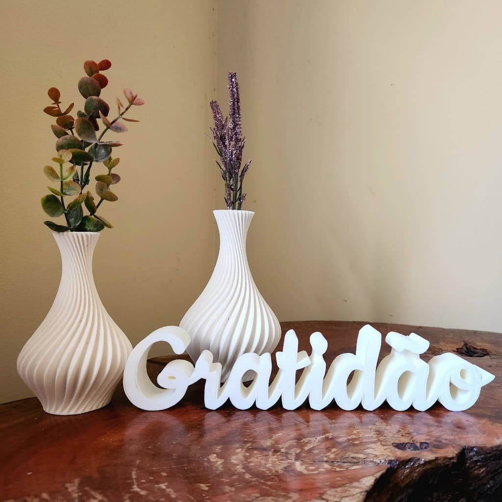 Gratidão Enfeite Decorativo 3D Branco – Decoração Moderna para Sala, Mesa, Aparador ou Escritório Presente