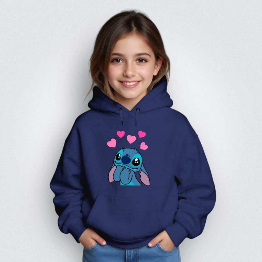 Moletom Canguro Infantil Inverno com Bolso Canguru Prático Promoção Envio Imediato Stich