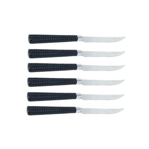Kit 6 Facas Mesa Inox Pretas Duraveis Design Moderno Cozinha Refeicoes