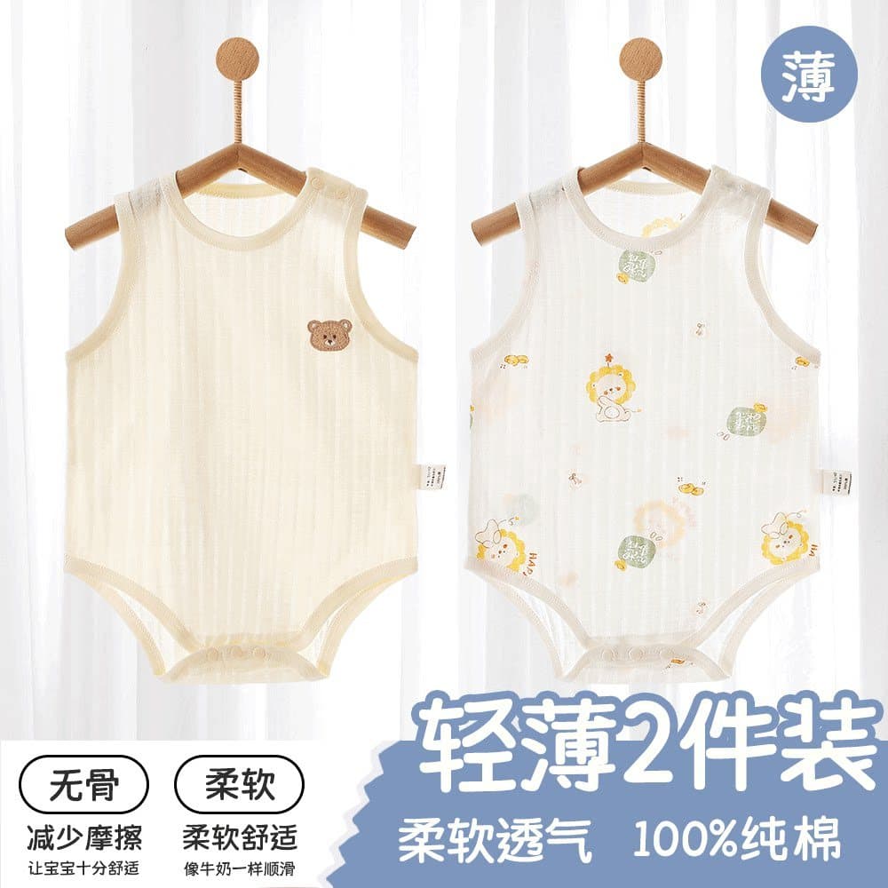 Bebê macacão de bebê verão fino colete recém-nascido macacão puro algodão menino bebê triângulo macacão roupas verão fem