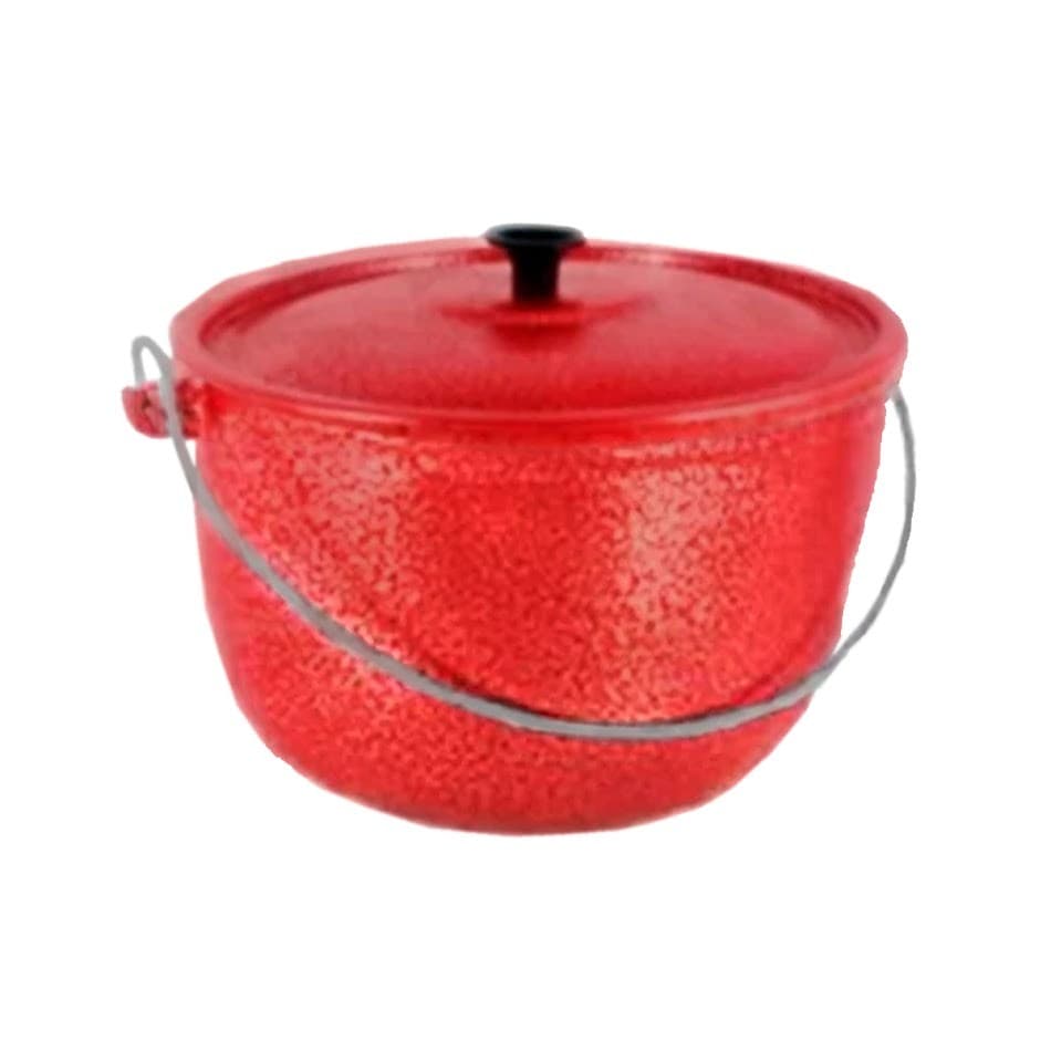 Caldeirão Alumínio Fundido Craqueado Alça Galvanizada Vermelho 12cm