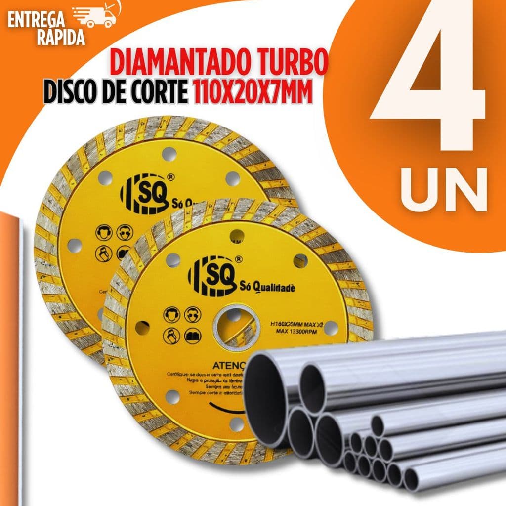 Combo Disco de Corte Esmerilhadeira Aço Inox Metal Ferro Abrasivo 110x20x7mm Utilidades Discos Corte
